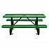 Expanded Steel Picnic Table, Rectangular, 72 x 62 x 29.5, Green Top, Green Base/Legs (277152GN)