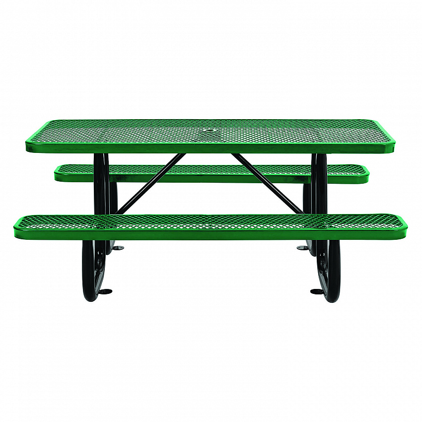 Expanded Steel Picnic Table, Rectangular, 72 x 62 x 29.5, Green Top, Green Base/Legs (277152GN)