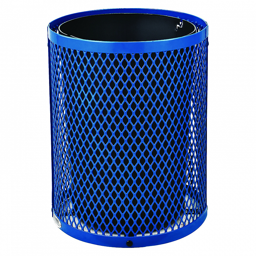 Outdoor Diamond Steel Trash Can, 36 gal, Dome Lid, Blue (261948BL)