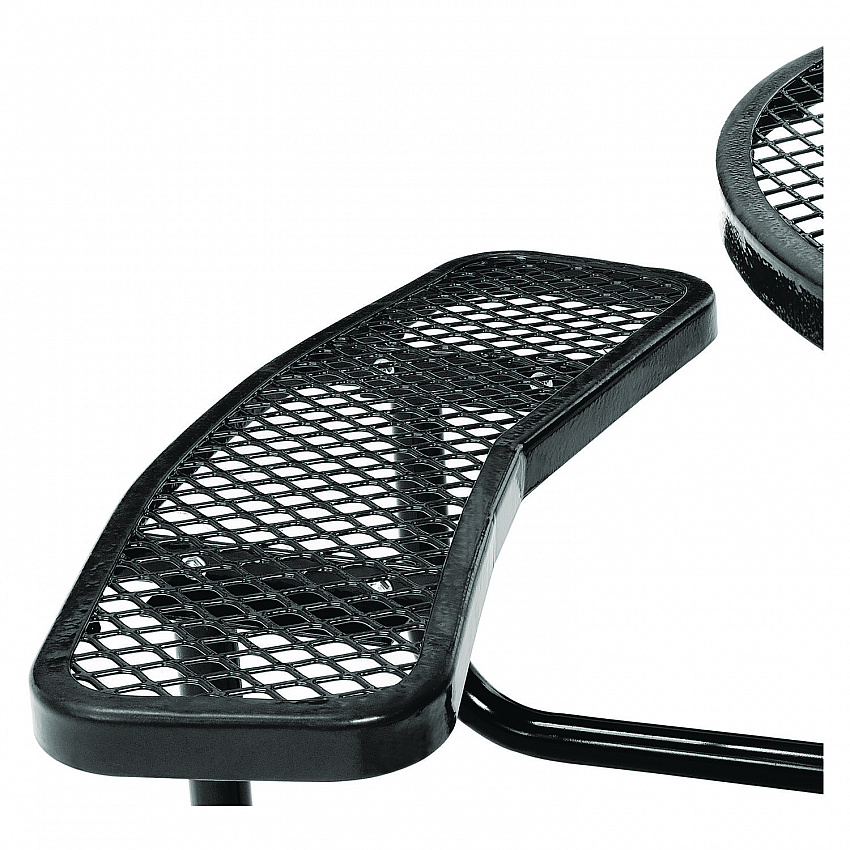 Expanded Steel Picnic Table, Round, 46" Dia x 29.5"h, Black Top, Black Base/Legs (277150BK)