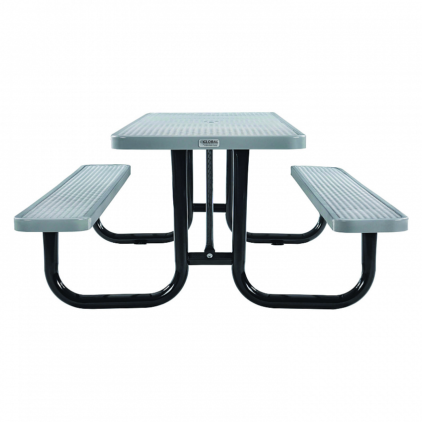Expanded Steel Picnic Table, Rectangular, 96 x 62 x 29.5, Gray Top, Gray Base/Legs (277153GY)
