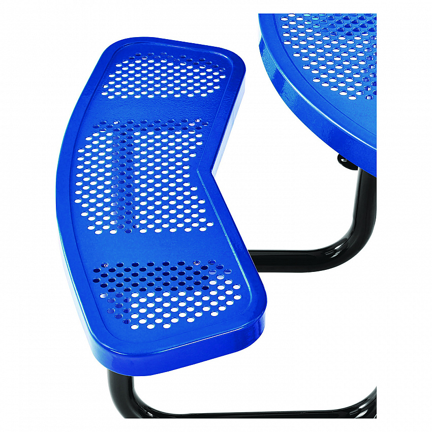 Perforated Steel Picnic Table, Round, 46" Dia x 29.5"h, Blue Top, Blue Base/Legs (262078BL)