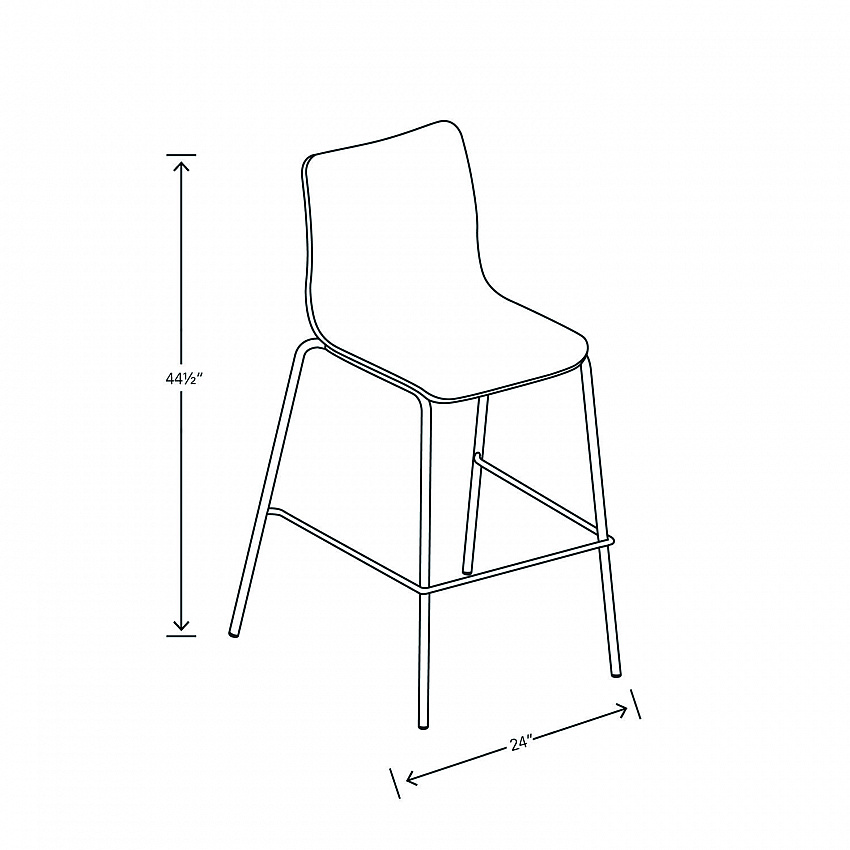 Ruck Laminate Stool, Supports Up to 300 lb, 30" Seat Height, Charcoal Seat/Back, Silver Base (RUCK5LSP8)