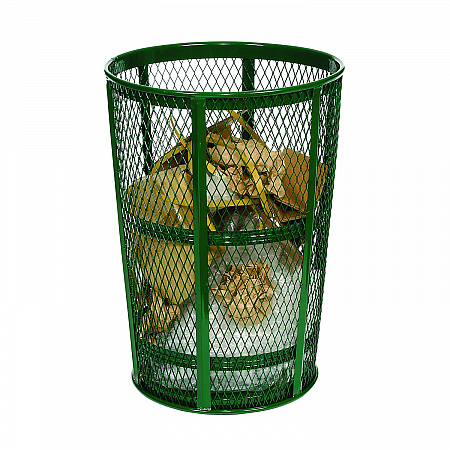 Steel Mesh Corrosion Resistant Trash Can, 48 gal, Green (237634GN)