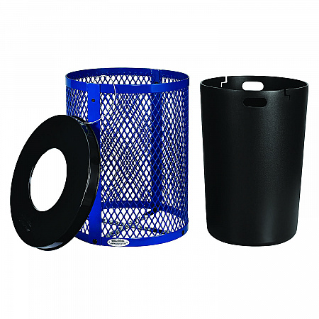 Outdoor Diamond Steel Trash Can, 36 gal, Blue (261924BL)