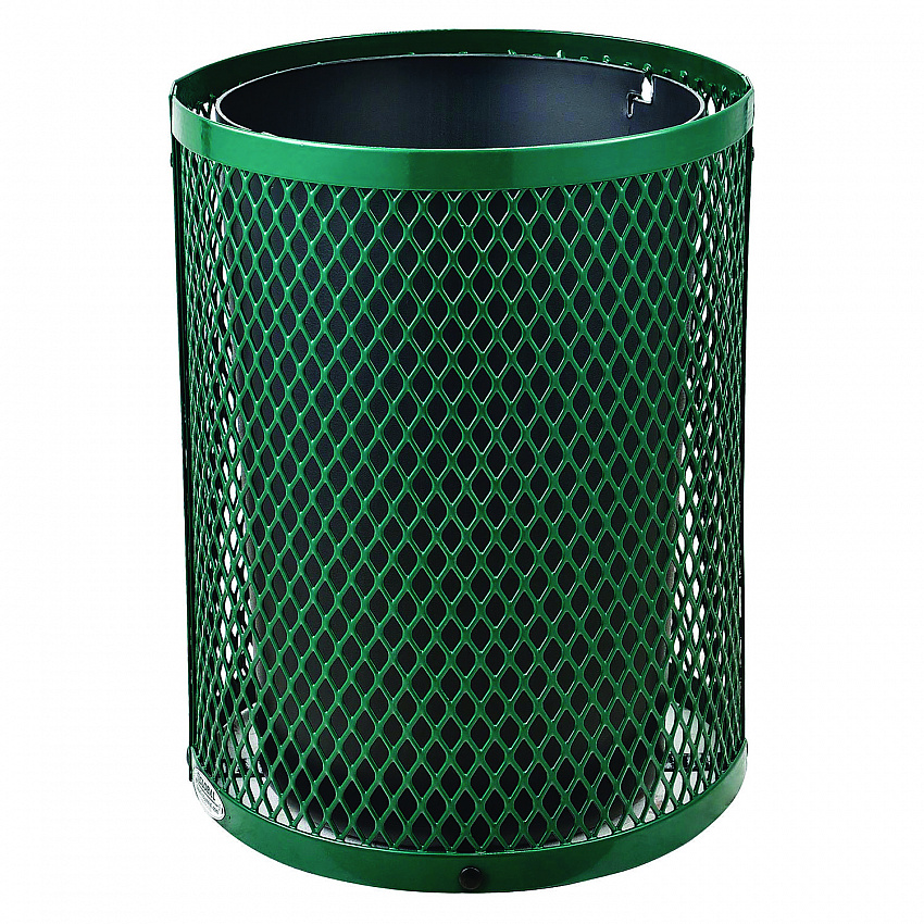 Outdoor Diamond Steel Trash Can, 36 gal, Green (261924GN)