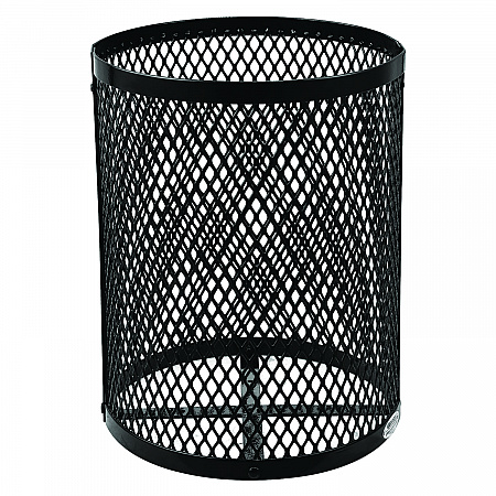 Outdoor Diamond Steel Trash Can, Rain Bonnet Lid, 36 gal, Black (261926BK)