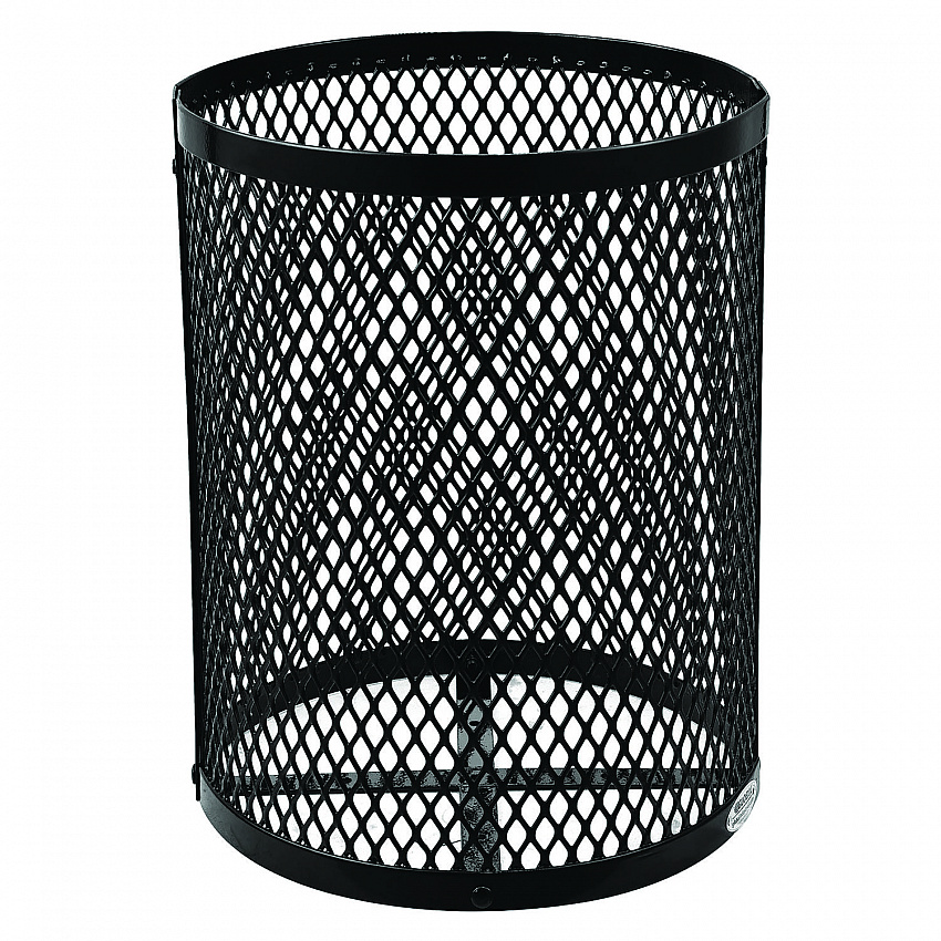 Outdoor Diamond Steel Trash Can, Rain Bonnet Lid, 36 gal, Black (261926BK)