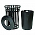 Outdoor Slatted Steel Trash Can, 36 gal, Black (237726BK)