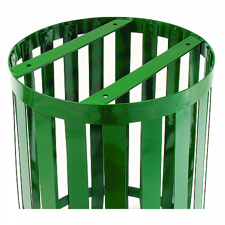 Outdoor Slatted Steel Trash Can, 36 gal, Green (237726GN)