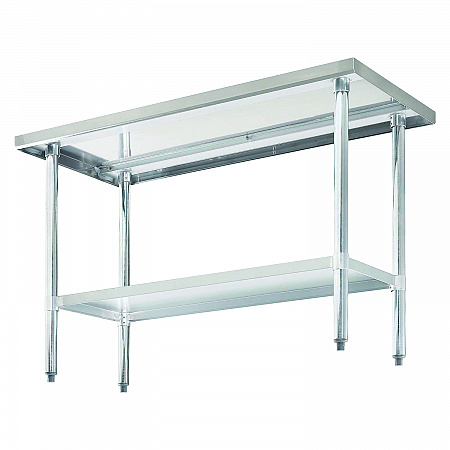 Work Table with Undershelf, Rectangular, 48 x 24 x 35, Silver Top, Silver Base/Legs (319055)
