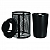 Outdoor Diamond Steel Trash Can, Rain Bonnet Lid, 36 gal, Black (261926BK)