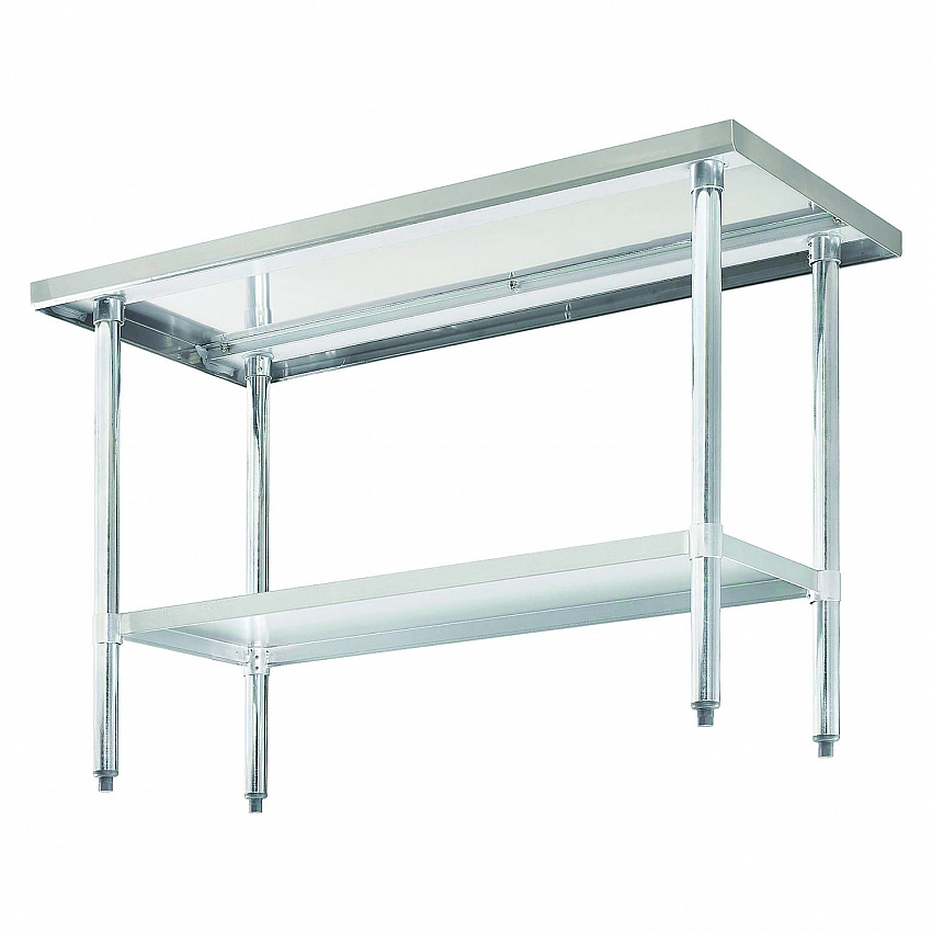 Work Table with Undershelf, Rectangular, 72 x 30 x 35, Silver Top, Silver Base/Legs (319057)