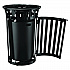 Outdoor Slatted Steel Trash Can, With Access Door, 36 gal, Steel Black (261940BK)