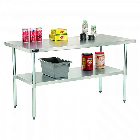 Work Table with Undershelf, Rectangular, 48 x 30 x 35, Silver Top, Silver Base/Legs (493598)