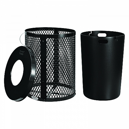 Outdoor Diamond Steel Trash Can, 36 gal, Black (261924BK)