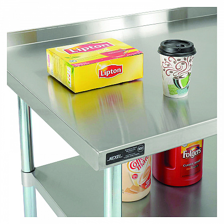 Work Table with Undershelf with Backsplash, Rectangular, 60 x 30 x 35, Silver Top, Silver Base/Legs (319060)