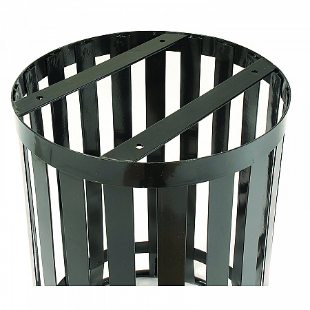 Outdoor Slatted Steel Trash Can, 36 gal, Black (237726BK)