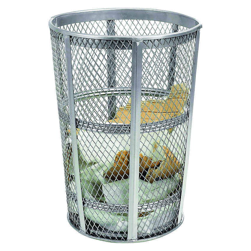 Steel Mesh Corrosion Resistant Trash Can, 48 gal, Silver (237633)