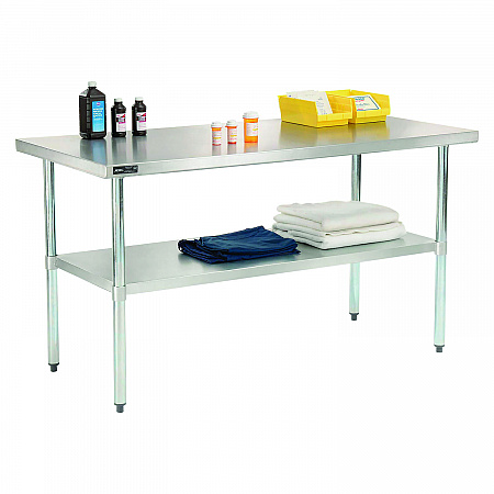 Work Table with Undershelf, Rectangular, 60 x 30 x 35, Silver Top, Silver Base/Legs (319056)