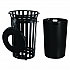 Outdoor Slatted Steel Trash Can, With Access Door, 36 gal, Steel Black (261940BK)