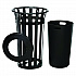 Outdoor Slatted Steel Trash Can, 24 gal, Black (237725BK)