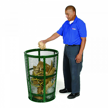 Steel Mesh Corrosion Resistant Trash Can, 48 gal, Green (237634GN)