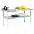 Work Table with Undershelf with Backsplash, Rectangular, 60 x 30 x 35, Silver Top, Silver Base/Legs (319060)