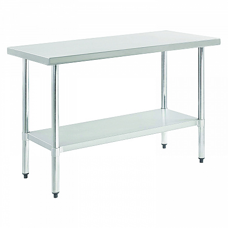 Work Table with Undershelf, Rectangular, 48 x 24 x 35, Silver Top, Silver Base/Legs (319055)