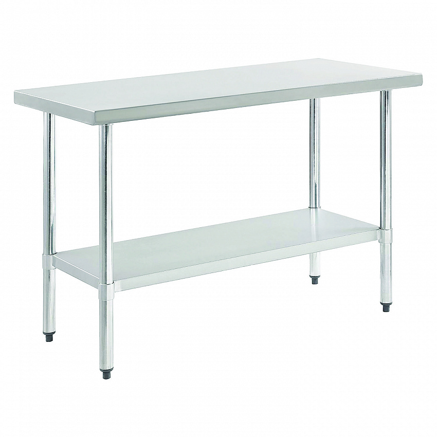 Work Table with Undershelf, Rectangular, 48 x 24 x 35, Silver Top, Silver Base/Legs (319055)