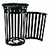 Outdoor Slatted Steel Trash Can, With Access Door, 36 gal, Steel Black (261940BK)