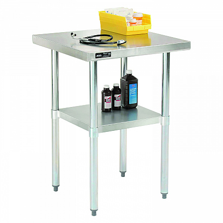 Work Table with Undershelf, Square, 24 x 24 x 35, Silver Top, Silver Base/Legs (319054)