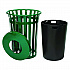 Outdoor Slatted Steel Trash Can, 36 gal, Green (237726GN)