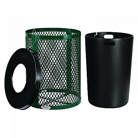 Outdoor Diamond Steel Trash Can, 36 gal, Green (261924GN)