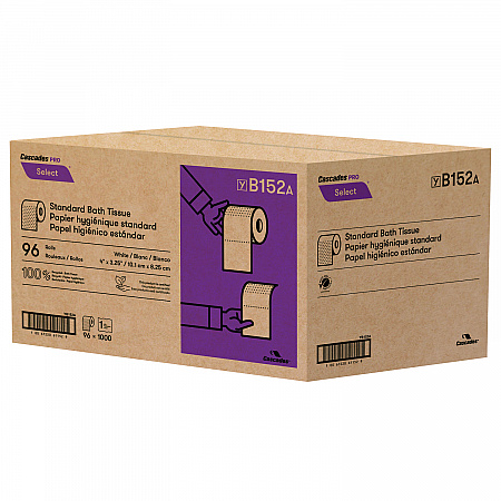 Select Standard Bath Tissue, Septic Safe, 1-Ply, White, 1,000 Sheets/Roll, 96 Rolls/Carton (B152)