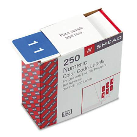 Smead Numerical End Tab File Folder Labels, 1, 1.5 x 1.5, Light Blue, 250/Roll (67421)