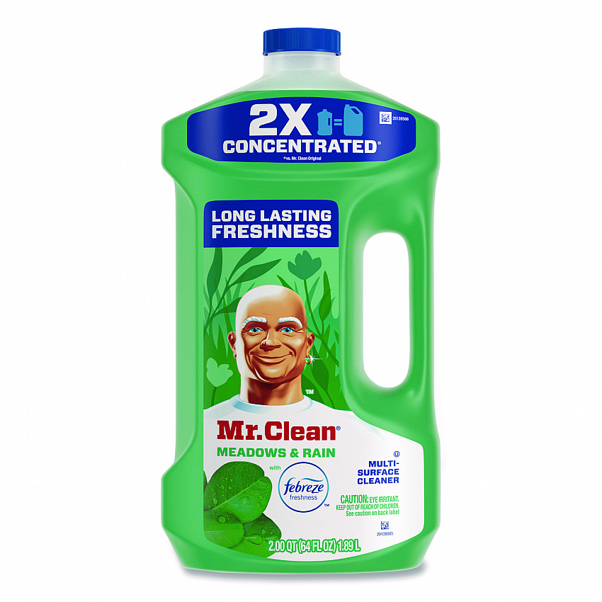 Multipurpose Cleaning Solution with Febreze, Meadows and Rain Scent, 64 oz Bottle, 4/Carton (10725)