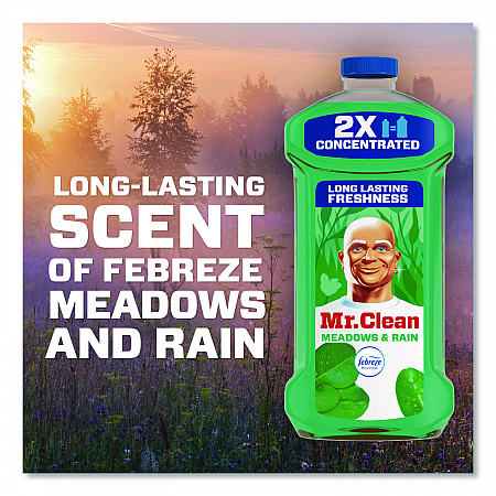 Multipurpose Cleaning Solution with Febreze, Meadows and Rain Scent, 64 oz Bottle, 4/Carton (10725)