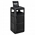 Square Plastic Waste Receptacle, Ashtray Lid with Open Sides, 42 gal, Black (641540BK)
