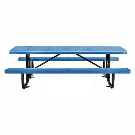 Perforated Steel Picnic Table, Rectangular, 72 x 62 x 29.5, Blue Top, Blue Base/Legs (694555BL)