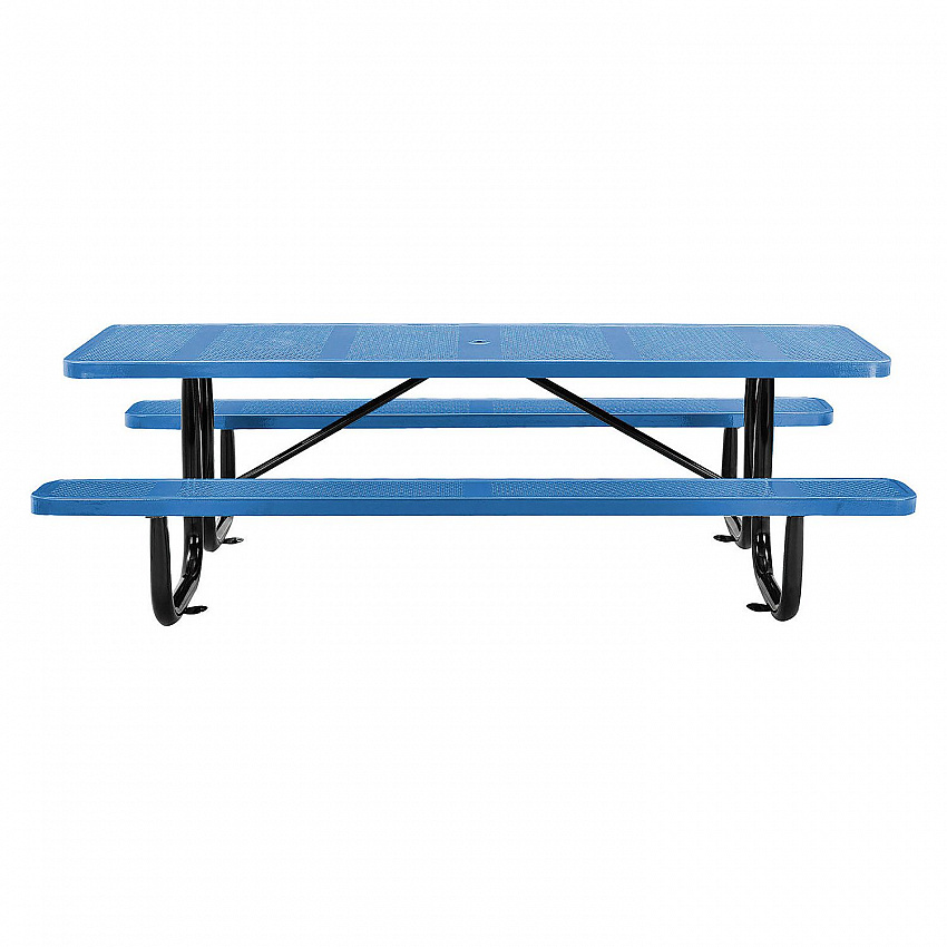Perforated Steel Picnic Table, Rectangular, 72 x 62 x 29.5, Blue Top, Blue Base/Legs (694555BL)