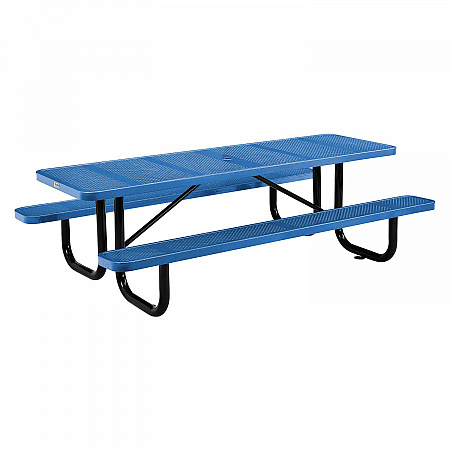 Perforated Steel Picnic Table, Rectangular, 72 x 62 x 29.5, Blue Top, Blue Base/Legs (694555BL)