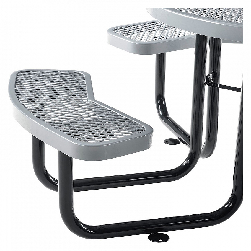 Expanded Steel Picnic Table, Round, 46" Dia x 29.5"h, Gray Top, Gray Base/Legs (277150GY)