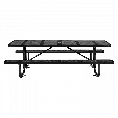 Perforated Steel Picnic Table, Rectangular, 72 x 62 x 29.5, Black Top, Black Base/Legs (694555BK)