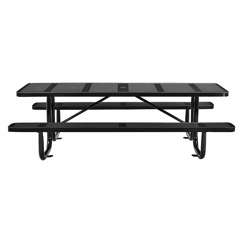 Perforated Steel Picnic Table, Rectangular, 72 x 62 x 29.5, Black Top, Black Base/Legs (694555BK)