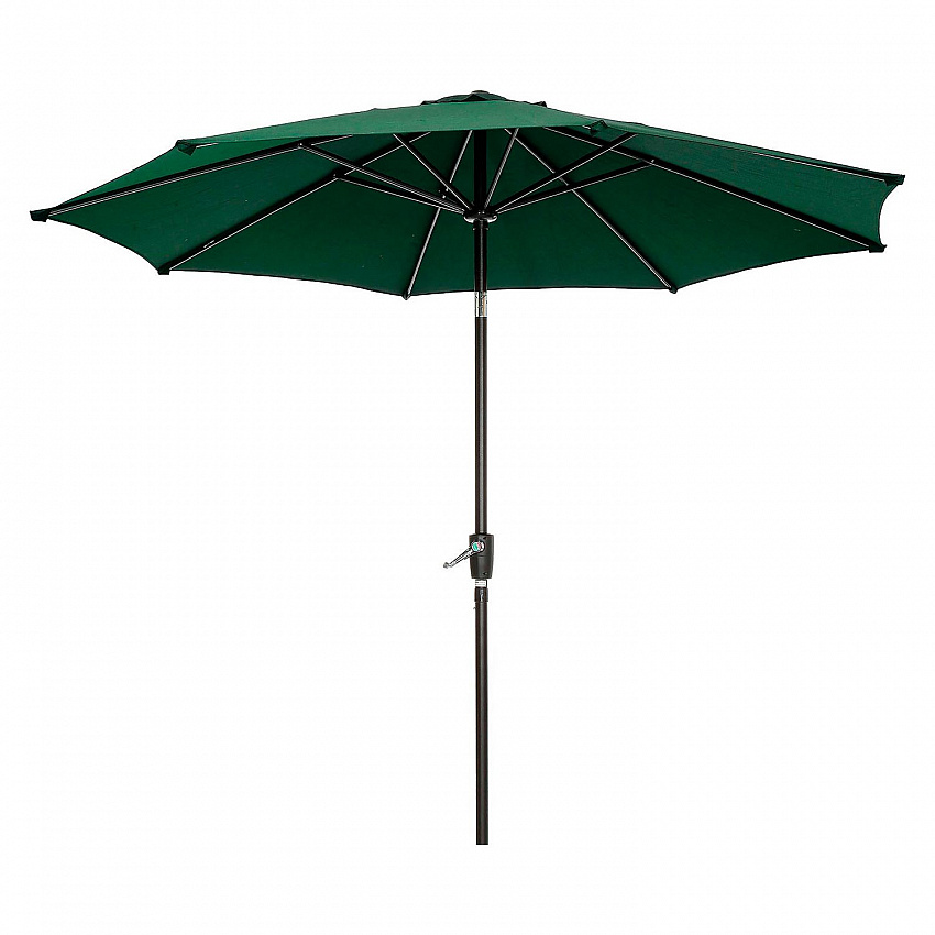 Outdoor Umbrella with Tilt Mechanism, 102" Span, 94" Long, Green Canopy, Black Handle (695329)