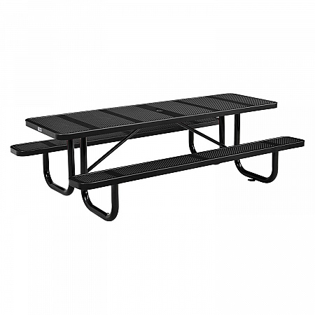 Perforated Steel Picnic Table, Rectangular, 72 x 62 x 29.5, Black Top, Black Base/Legs (694555BK)