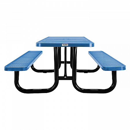 Perforated Steel Picnic Table, Rectangular, 72 x 62 x 29.5, Blue Top, Blue Base/Legs (694555BL)