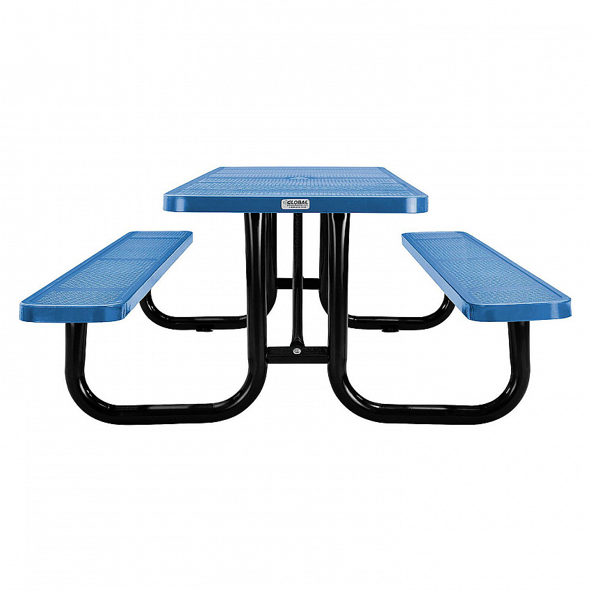 Perforated Steel Picnic Table, Rectangular, 72 x 62 x 29.5, Blue Top, Blue Base/Legs (694555BL)