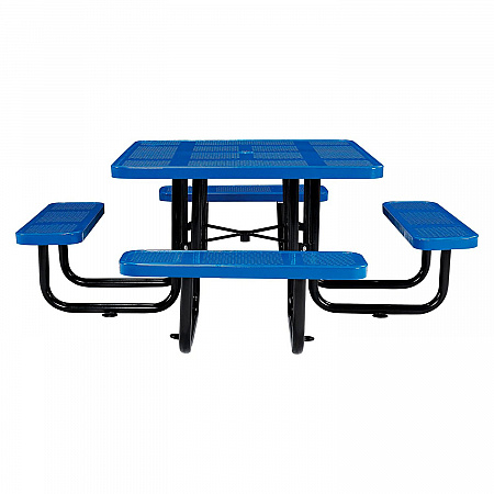 Perforated Steel Picnic Table, Square, 81 x 81 x 29.5, Blue Top, Blue Base/Legs (694551BL)